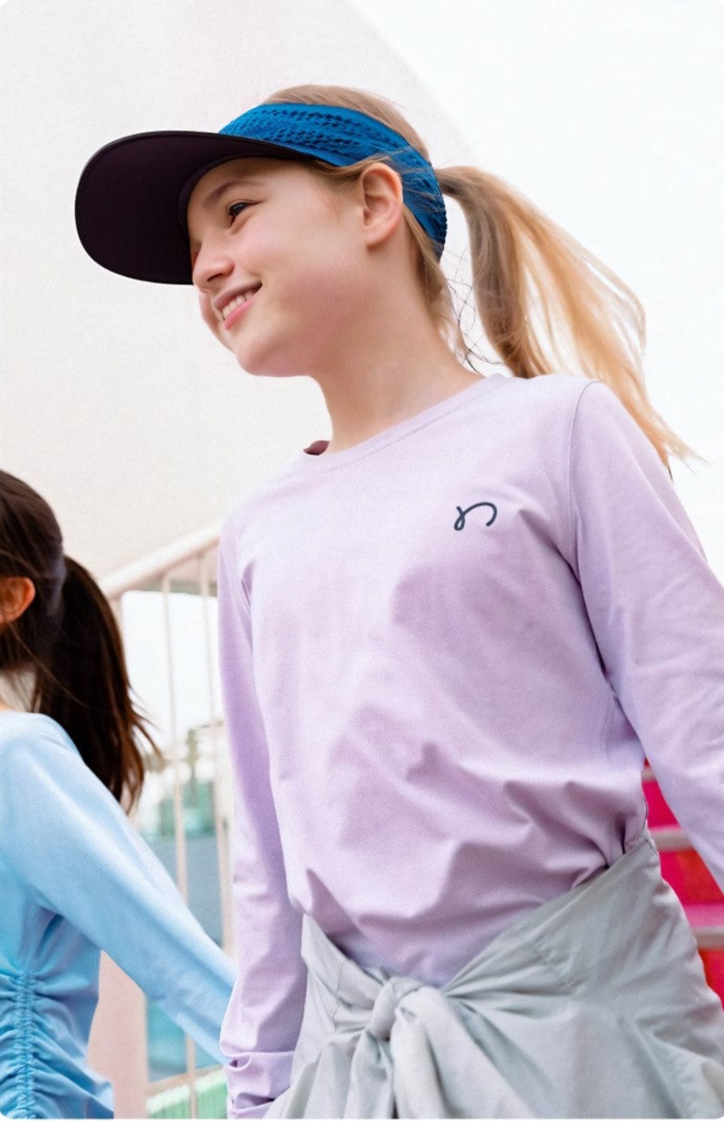 "Little Sponge" Curved Hem Long Sleeve Sports Top, UV Protection and Quick-Dry  for Kids