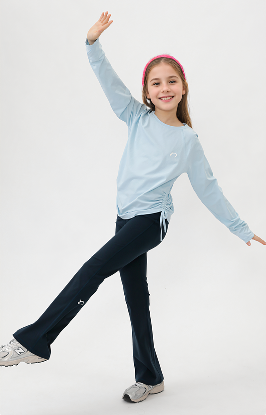 "Little Sponge" Drawstring Long Sleeve UV Protection Quick-Dry Exercise Training Top for Kids