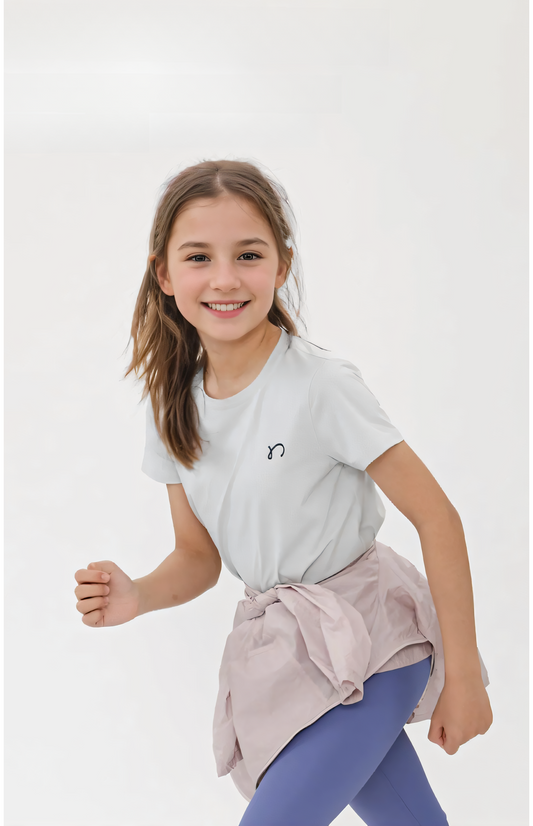 "Little Sponge" Lightweight Moisture-Wicking Quick-Dry UV Protection Short Sleeve Sports Top for Kids