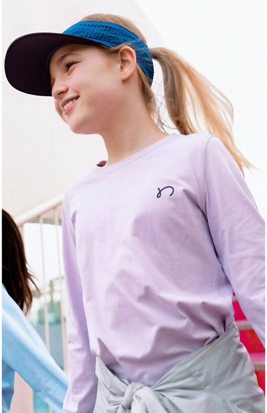 "Little Sponge" Curved Hem Long Sleeve Sports Top, UV Protection and Quick-Dry  for Kids